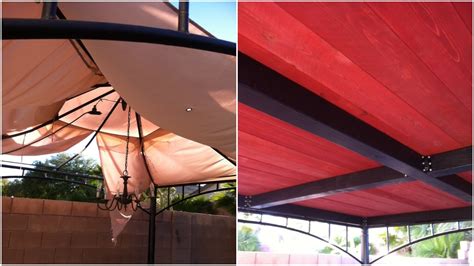 replacing fabric cover with metal on gazebo|outdoor gazebo canopy replacement ideas.